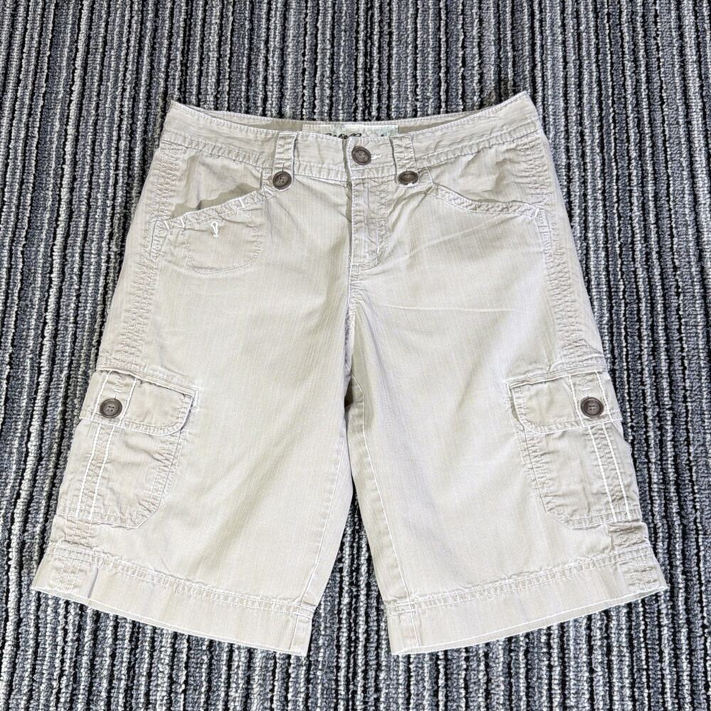 Vtg Eddie Bauer Shorts Women 2 Beige Cargo 29x11 Trail Shorts Hiking Cotton